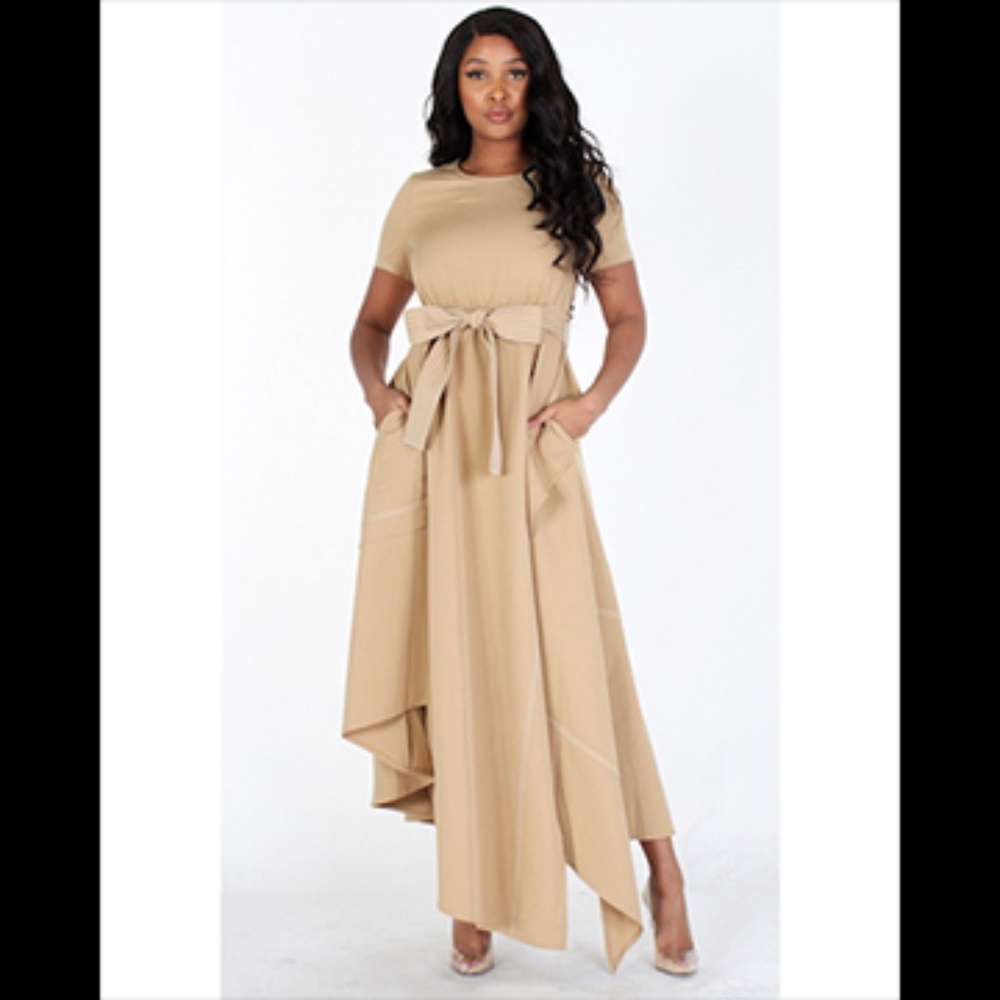 Tan Asymmetric Dress